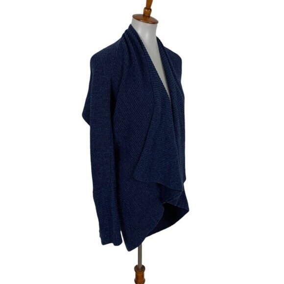Banana Republic Open Front Cardigan Sweater Blue Draped Cotton Knit Medium - Picture 4 of 7